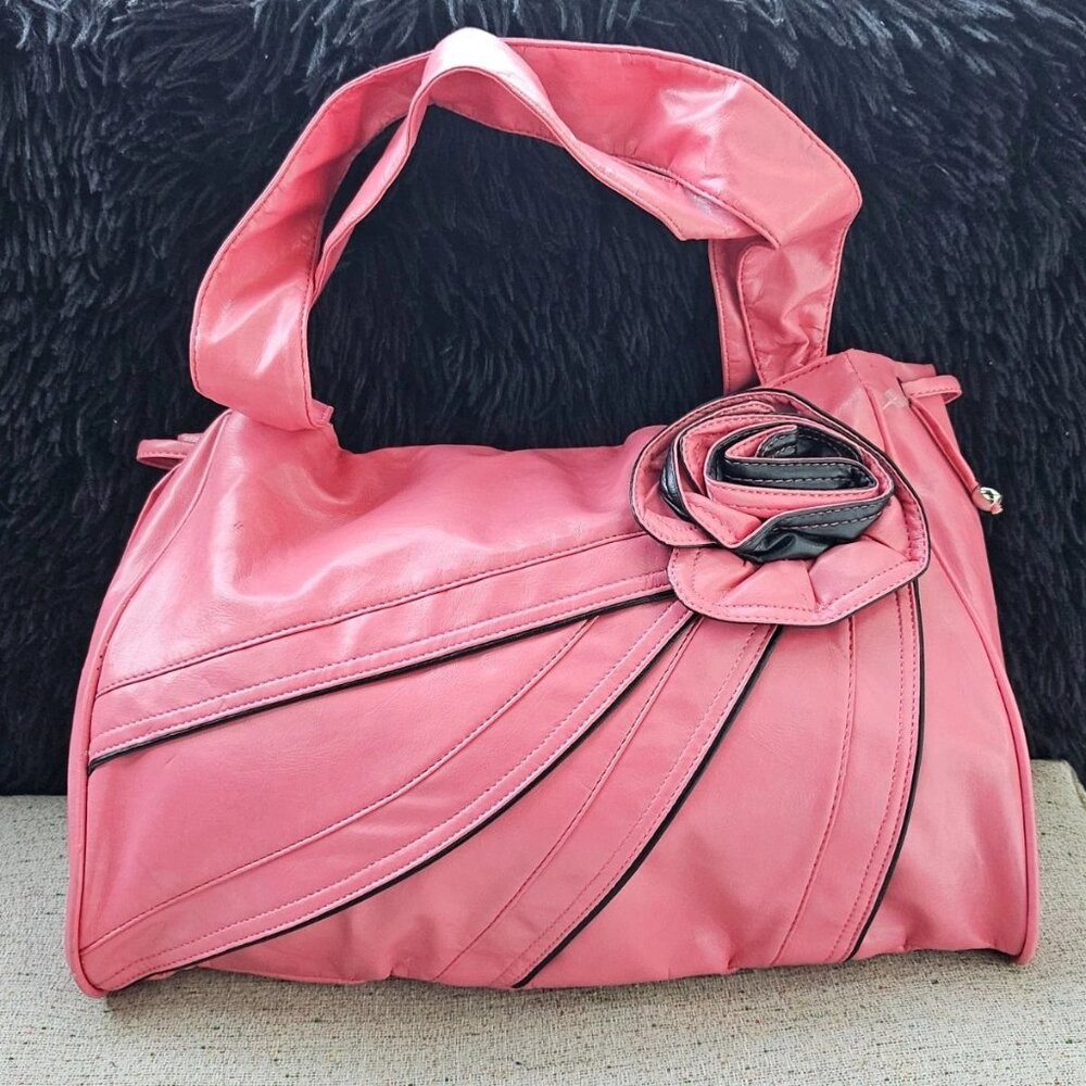 Women Fashion Shoulder Bag Purse Pink Faux Vegan Leather Bag Handbag - Picture 2 of 13